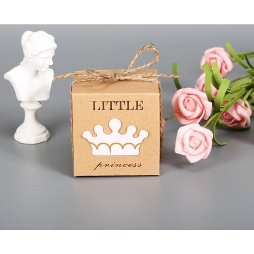 10Pcs Crow Paper Candy Box Prince Princess Baby Shower Gift Box Kids Birthday Party Decoration Wedding Favors and Gifts Supplies