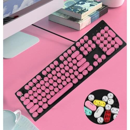 104Pcs Universal Wear-resistant Round-shape Keycaps Mechanical Keyboard Replacement Key Covers for PC Computer