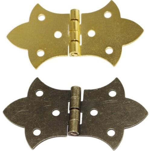 2pcs Bronze Gold Mini Wooden Box Hinge Zinc Alloy Cabinet Hardware Antique hinges for Jewelry Gift Wine case with Screw