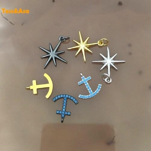 5pcs Shiny North Star Micro Cubic Zircon Pave Pendant For Women Necklace North Star Pendant Tiny Gold Silver Pendant Jewelry