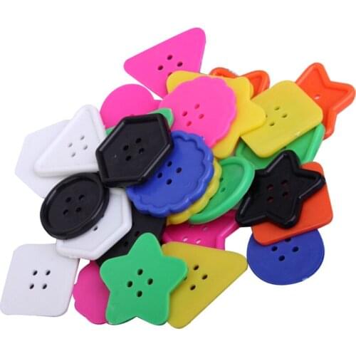 50pc Big Plastic Assorted Buttons of Different Shapes for Kids and Adult Crafts