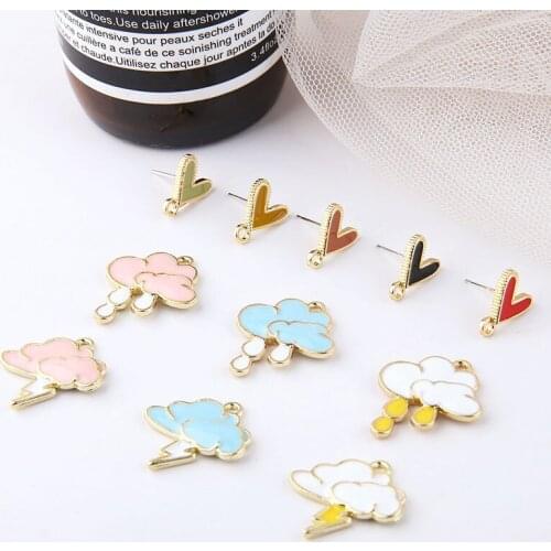 50pcs/lot handmade color alloy drop oil geometry hearts/clouds shape charms diy jewelry earrings pendants accessory