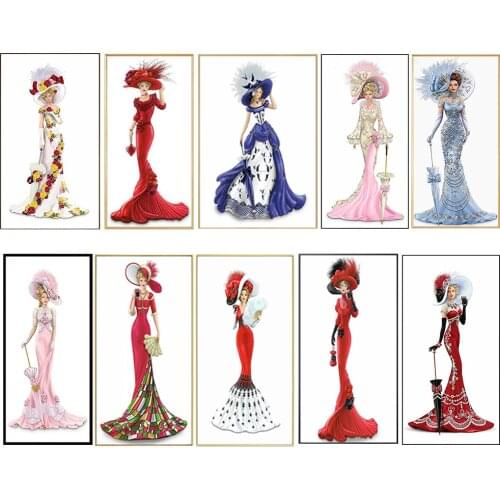 5D DIY Full Drill Diamond Painting Dress Lady Embroidery Needlework Mosaic Cross Stitch Kit Home Wall Craft Hanging Pictures