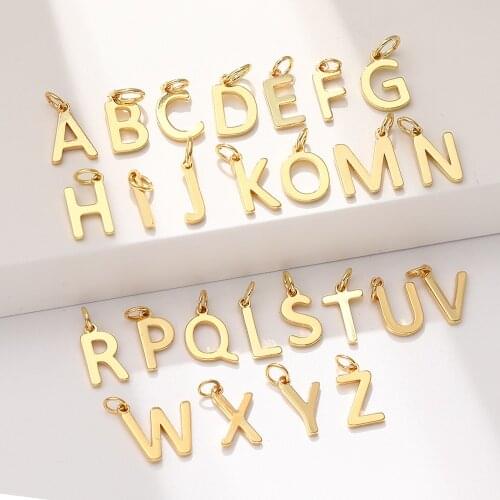 26 Letter Pendant Charms for Bracelet Initial Necklace Pendant Diy Charms for Jewelry Making for Women Golden Copper Simplicity