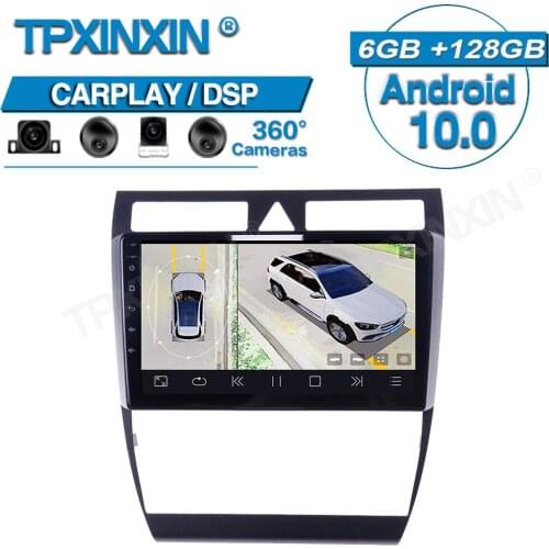 For Audi A6 1997-2004 Android 10 Radio 360 HD Auto Surround View Camera Car Multimedia Player Radio GPS Navigtion Tape Recorder