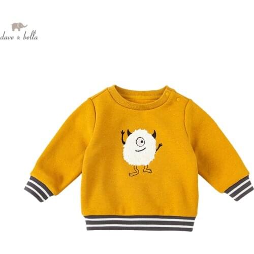 DBW19308 dave bella winter baby boys casual cartoon patchwork sweatshirts children tops kids boy fashion tees