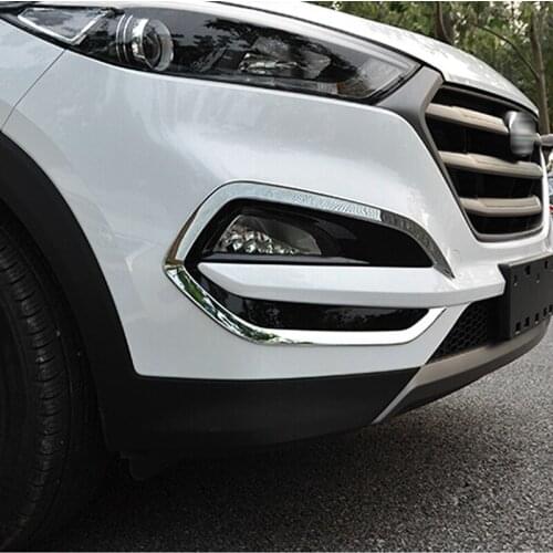 For Hyundai Tucson 2015 2016 ABS Chrome Front Fog light Lamp Cover Trim Foglight Lamp Shade Frame Foglight Bezel Decorations
