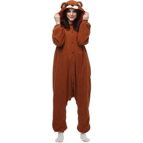 Halloween Pedo Bear Onesies Unisex Winter Animal Cartoon Onesies Hooded Nightwear Anime Cosplay Costumes Adults Fleece Pajamas
