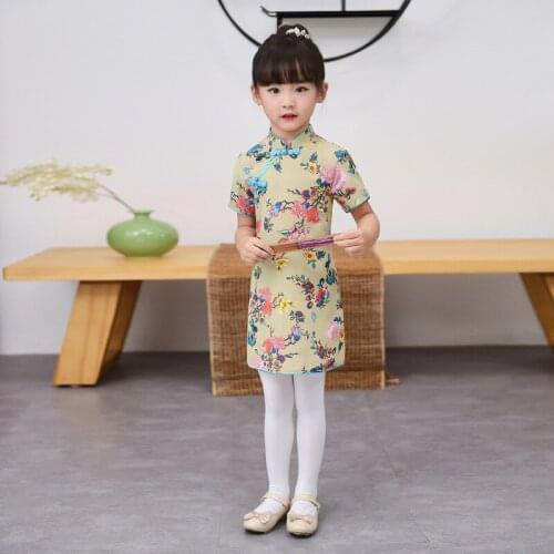 Floral Baby Girls Qipao Dress Chinese Traditional Fashion New Year Children Dresses Kids Cheongsam Clothes Christmas dress