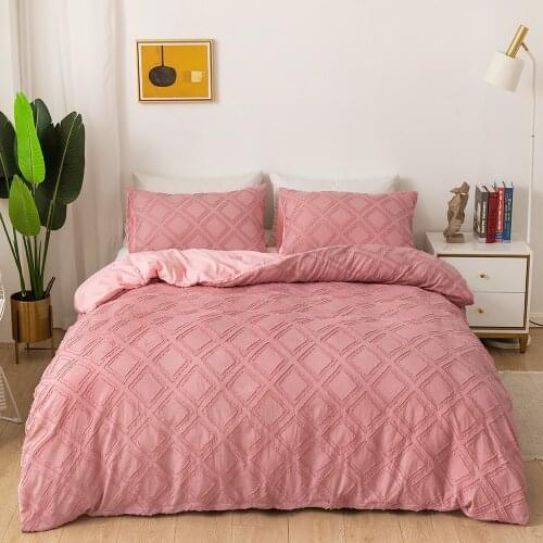Square Jacquard Bedding Set Solid Color 2/3pcs Home Textiles Bed Set Bedclothes 200x230cm Queen King Duvet Cover Pillowcase Set