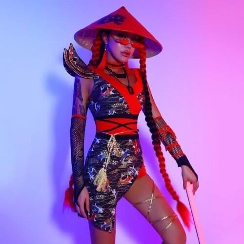 Chinese Style Showgirl Outfit Women Stage Costume DJ DS Clubwear Gogo Dancer Costumes Pole Dance Wear Festival Clothing DL7879