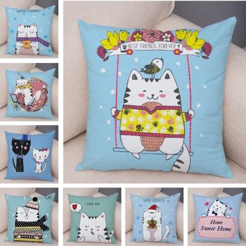 Colorful Pet Cat Cushion Cover Pillowcase Decor Cute Cartoon Animal for Sofa Car Plush Printing Cojines Pillow Case Pillows Case