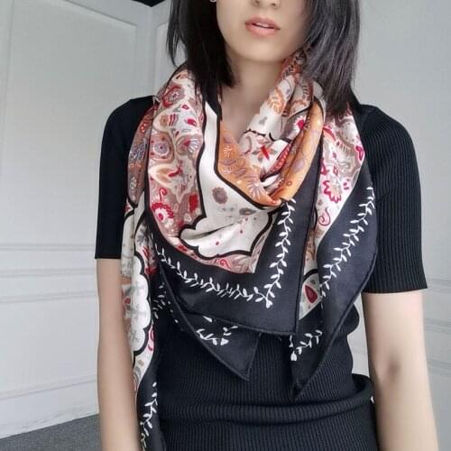 Square 130cm sIik & Cashmere scarf Shawl SICAE-99961