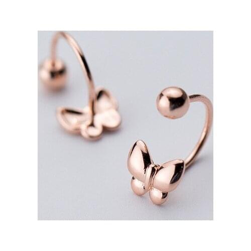 MloveAcc Minmalist Real 925 Sterling Silver Stud Earrings Cute Butterfly Trendy Exquisite for Women Girlfriend Gift Jewelry Bijo