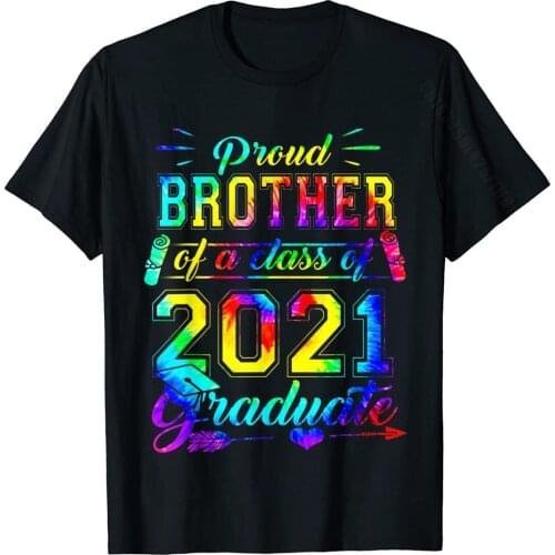 Men Funny Proud Brother Of A 2021 Graduate Shirt Class Of 21 T-Shirt Comics T Shirts Wholesale Tops Tees Cotton Youth Leisure