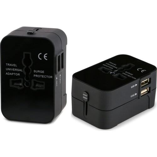 New White Black Pink Blue Green 2.1A 2USB AU US UK EU Multifunction Universal Travel Plug Adapter AC Power USB Charger Converter