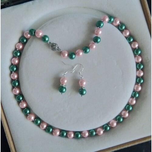 8MM Multicolor South Sea Shell Pearl necklace bracelet earrings set AAA Grade