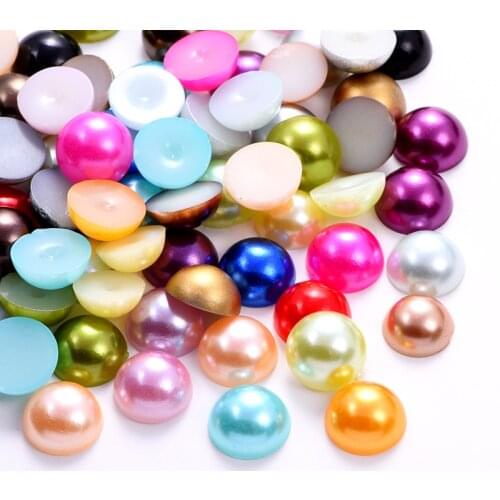 2mm To 14mm ABS Half Round Pearls Rhinestones Flatback Half Round Pearls Multi Colors Glue On Rhinestone For Garment B0961