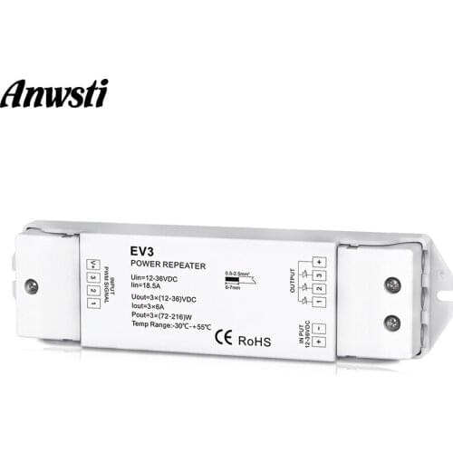 RGB LED Amplifier 12V 24V 36V DC 3CH PWM Power Repeater Amplifier EV3 Work with V3 Controller for 12 Volt RGB LED Strip Light