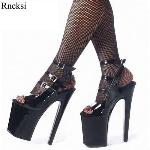 Rncksi Women Sexy Straps Sandal Shoes 20CM Ultr High Heel Platforms NEW Fashion Pole Model Sandals Party Wedding Sandals Shoes