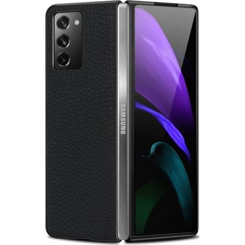 Luxury Litchi texture Genuine Leather Case for Samsung Galaxy Z Fold 2 W21 Full Protection Case Shockproof Flip Cover