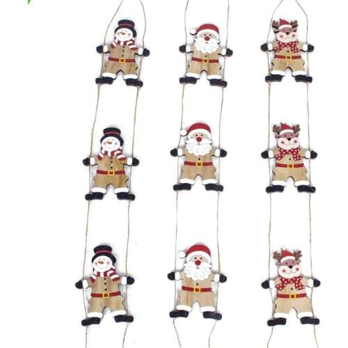 Christmas Santa Claus Ladder Hangings Home Decoration Christmas Tree Drop Wooden Snowman Elk New Year Decoration Home decor