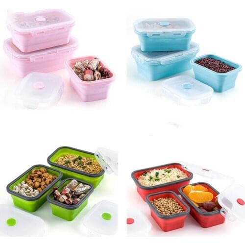Eco-Friendly Lunch Box Silicone Folding Food Container Portable Can Be Heated Fresh Bento Box Home Kitchen Accessories
