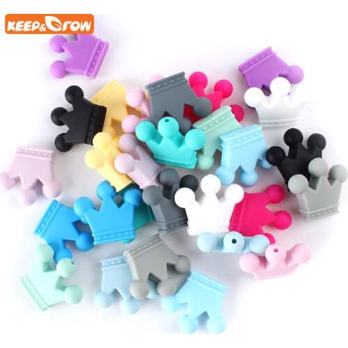 Keep&grow 10Pc Silicone Beads Crown Baby Products Teething Toys For DIY Jewelry Making BPA Free Mordedor Silicona Silicon Beads