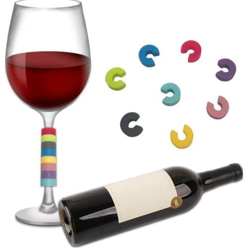 Silicone Wine Glass Marker Creative C-Shaped Marker Tools Drinking Glass Identification Cup Labels Tag Signs For Party