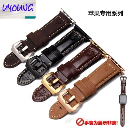 UYONG New embossed apple straps Crazy horse cowhide iWatch 1 series 2 3 watch band