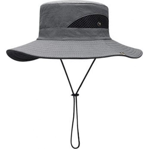 Waterproof Men Hat Big Hat Brim 360 Degree Shading Multifunctional Breathable UV-proof Bucket Camping Ca-p for Daily Life