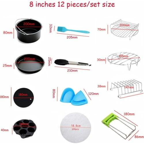 8pcs/set 7 Inch / 8 Inch Air Fryer Accessories for Gowise Phillips Cozyna and Secura Fit all Airfryer 3.73.7 4.2 5.3 5.8QT