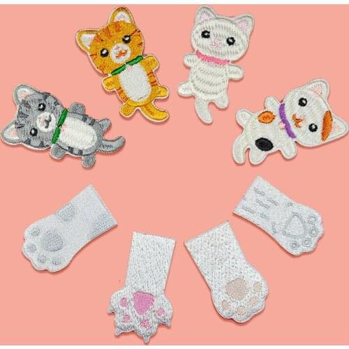 High Quality Embroidery Cat Head Patch Babys Clothing Patch Backpack Decoration Small Applique Small Iron On Patch
