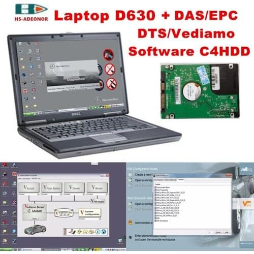 High quality second hand laptops D630 with car diagnostic-tool mb star c4 Latest software(DTS-Monaco8/Vediamo) And FDOK calculat