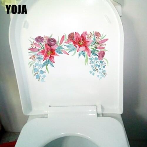 YOJA 24.3*15CM Watercolor Plant Lily Cartoon Bedroom Decor Wall Decal Creative Toilet Sticker T1-0959
