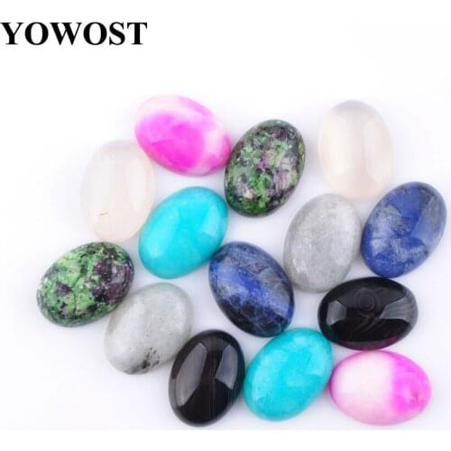 YOWOST Wholesale 20PCS Natural Gem Stones Oval Cabochon CAB No Drill Hole 13x18x6mm For Making Jewelry QBU317