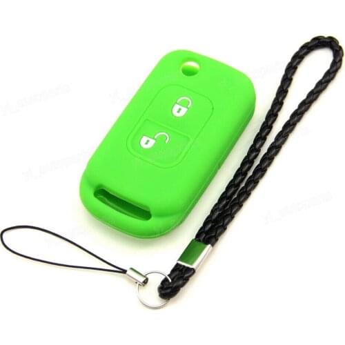 Green Silicone Case Cover For Mercedes Benz C M S ML E Flip Remote Key 2 Buttons