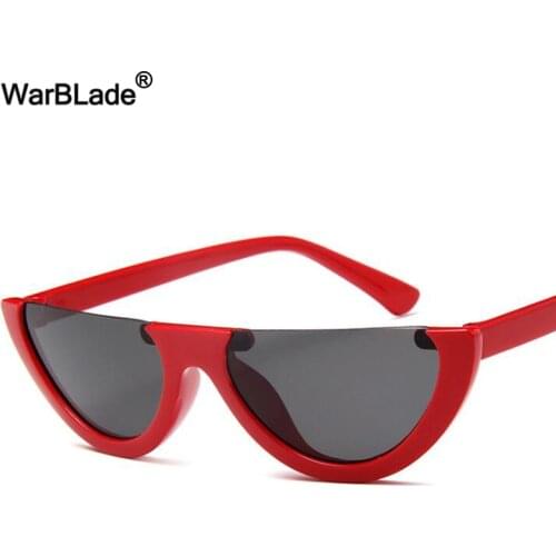 WarBLade Vintage Women Unique Half Frame Cat Eye Sunglasses Fashion Ladies Clear Lens Sun Glasses For Female Eyewear