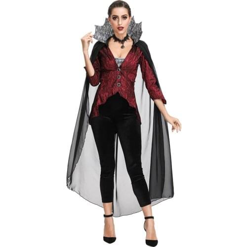 Vampire Queen Witch Fancy Dress Cosplay Costumes Sexy Dresses For Women Female Halloween Carnival Party Gown Performance Uniform