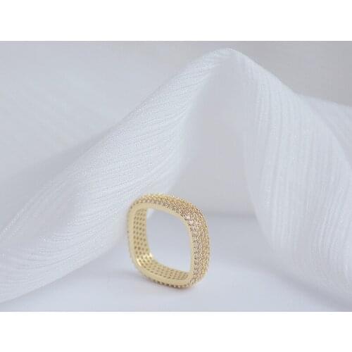 14k Real Gold Plated Fine Jewelry Micro Inlay Full Diamond Rings for Woman Holiday Gifts Retro Index Finger Luxury Simple Ring