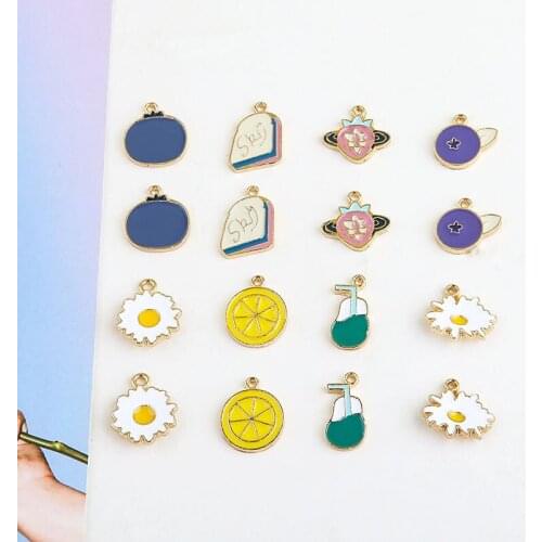 10pcs korean style Pouch Egg Cartoon earrings Coconut Juice Lemon Slice Alloy Cute Pendant DIY Handmade Student Earring Material