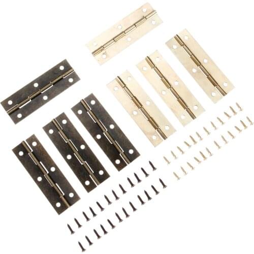 4Pcs 60*20mm Vintage Cabinet Door Furniture Hinge Jewelry Wood Boxes Luggage 6 Holes Chinese Old Hinge Furniture Decoration