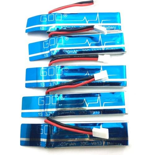 5pcs/Lot 3.7V 520mAh 30C Upgraded Li-po Battery for WLtoys V930 V977 / XK K110 RC Helicopter Spare Parts (In Stock)