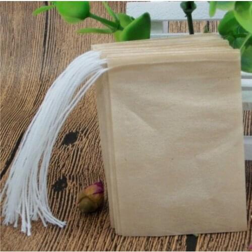 50*62mm unbleached Tea filters teabags wood pulp Filter paper drawstring Brown white color Tea bag 100pcs/lot