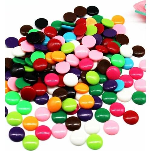 500pcs Acrylic Beads, Round decoden cabs puffed 13mm mix colors Flat back Round Coin cabochons