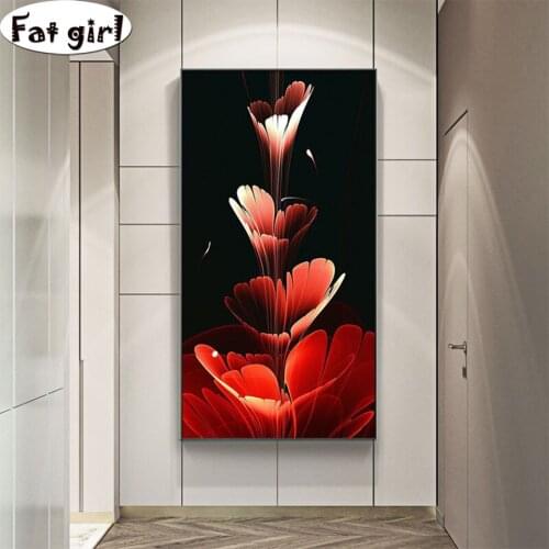 DIY Diamond Painting full square round Cross Stitch Flaming flowers 5d mosaic Diamond Embroidery hobby art modern home decor