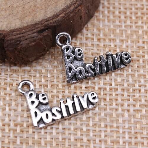 Free shipping 81pcs 15x11mm antique silver be positive charms diy retro jewelry fit Earring keychain hair card pendant