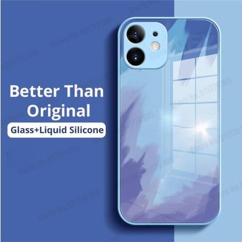 Watercolor Gradient Tempered Glass Phone Case For iphone 12 Mini 11 Pro Max X XR XS Max 7 8 Plus Silicone Shockproof Phone Cover