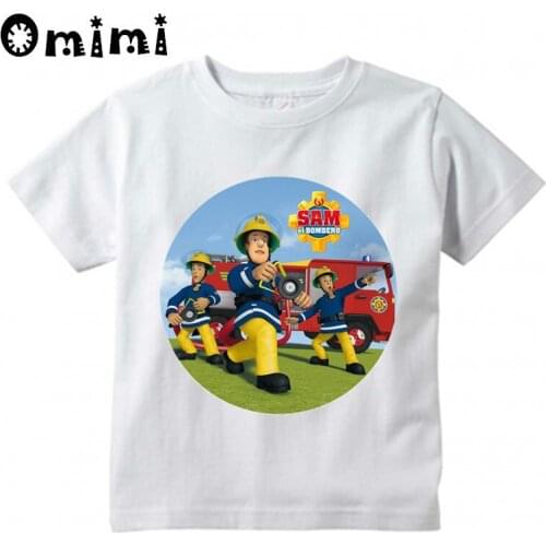 Childrens Sam Fireman Firefighter Design T Shirt Boys/Girls Great Kawaii Short Sleeve Tops Kids Funny T-Shirt,ooo3062