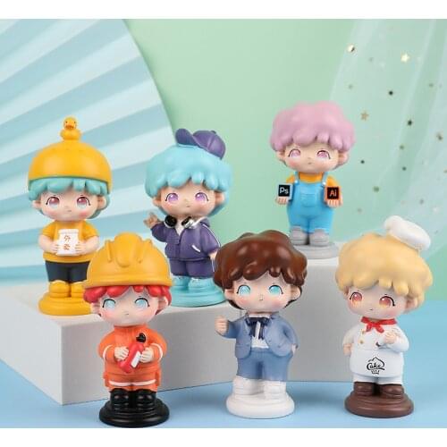 Good Morning Blind Box Creative Handmade Desktop Decoration Cute worker Cartoon Character Birthday Gift Car Decoration